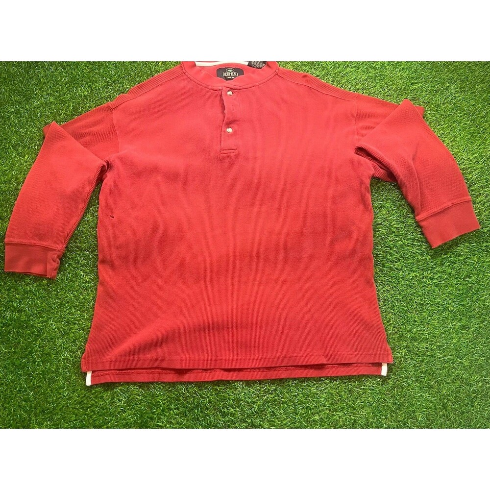 Redhead Waffle Knit Henley thermal Shirt Men’s Large Long Sleeve Outdoor Casual